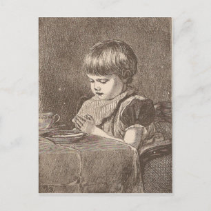 Carte Postale Priant avant le repas