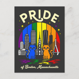 Carte Postale Pride Boston City Massachusetts Rainbow Flag