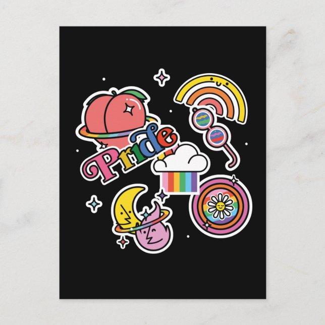 Carte Postale Pride+LGBTQ. Aimez la fierté. Coeur arc-en-ciel av (Devant)