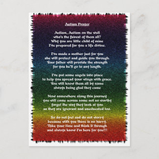 Carte Postale Prière autiste multicolore