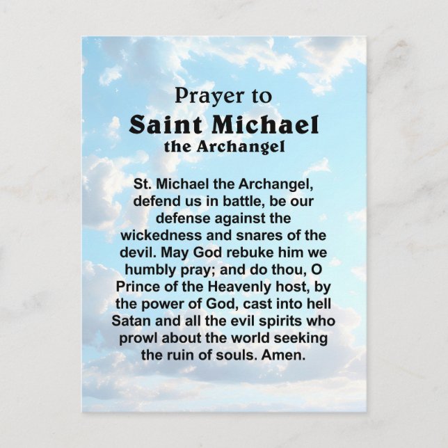 Carte Postale Prière catholique pour la protection et le courage (Devant)