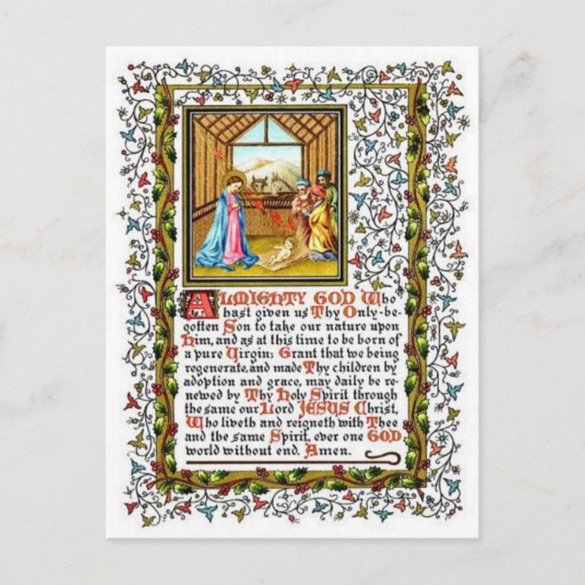 Carte Postale Prière Chrétienne Avec Nativité (Devant)