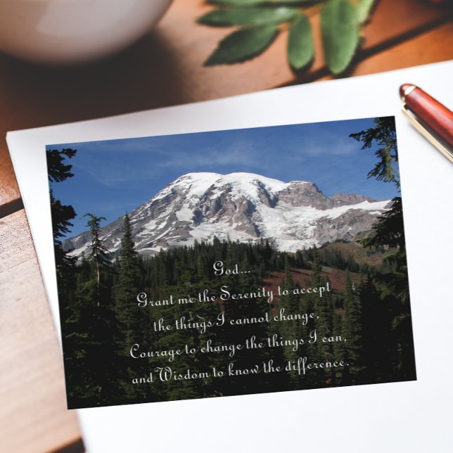 Carte Postale Prière de sérénité inspirante Mont Rainier (Créateur téléchargé)