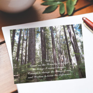 Carte Postale Prière de sérénité inspirée Forêt ensoleillée