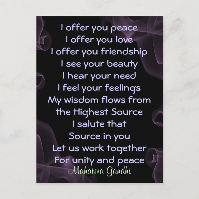 carte postale prière pour la paix (Devant)