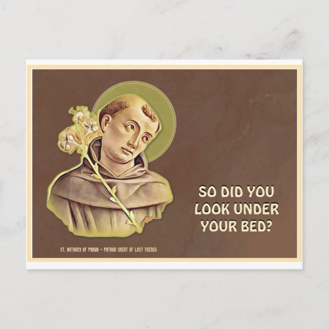 Carte Postale Prière religieuse catholique Saint-Antoine humoris (Devant)