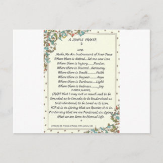 Carte Postale prière simple=st. francis=pape francis=florentine