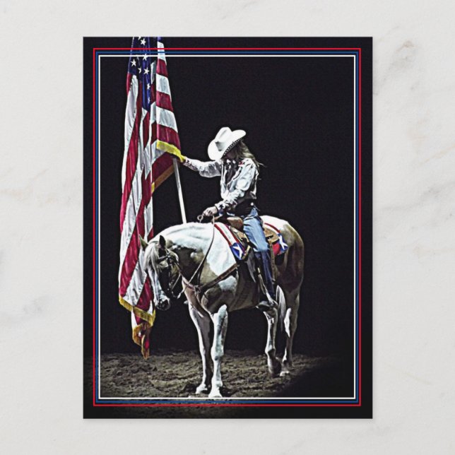 Carte Postale Prières de Stampede (bordure rouge, blanche et ble (Devant)