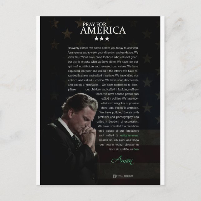 Carte Postale Priez pour l'Amérique (Devant)