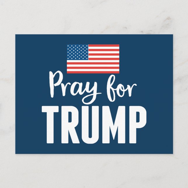 Carte Postale Priez pour Trump - 2020 avec le drapeau américain (Devant)