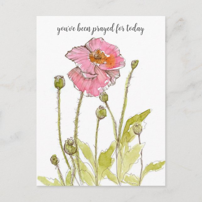 Carte Postale Priez Pour Vous Religieux Poppies Roses Fleurs (Devant)