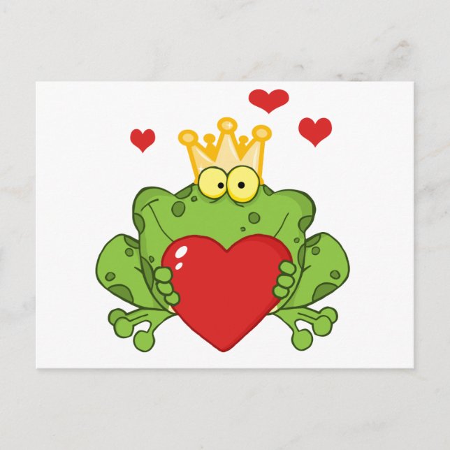 Carte Postale Prince De La Grenouille Tenant Un Coeur Rouge (Devant)