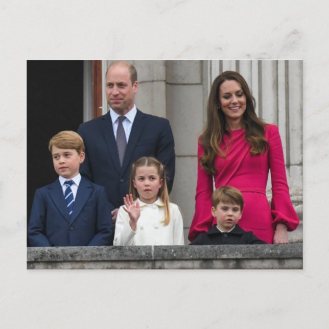 Carte Postale Prince et Princesse de Galles avec leurs enfants (Devant)