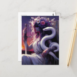 Carte Postale Princess Warrior et Son serpent pour animaux de co