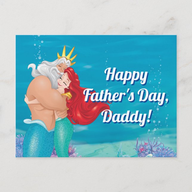 Carte Postale Princesse Ariel et King Triton Hug (Devant)