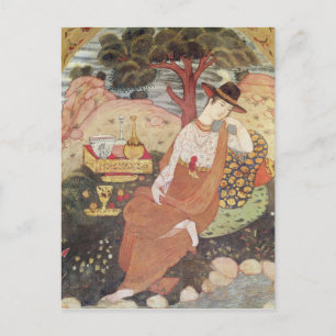 Carte Postale Princesse assise dans un jardin, dynastie Safavid