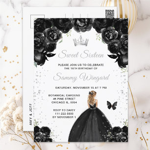Carte Postale Princesse aux Cheveux Blonds Noirs Sweet Sixteen