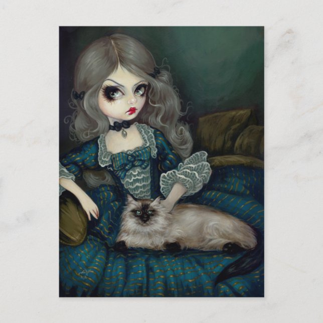 Carte postale "Princesse avec chat himalayen" (Devant)