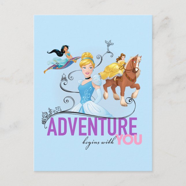 Carte Postale Princesse Disney | L'aventure commence avec vous (Devant)