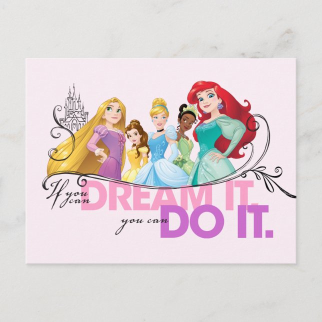 Carte Postale Princesse Disney | Ne jamais renoncer (Devant)