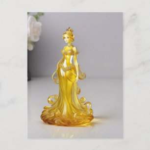 Carte Postale princesse en verre cristal avec robe jaune