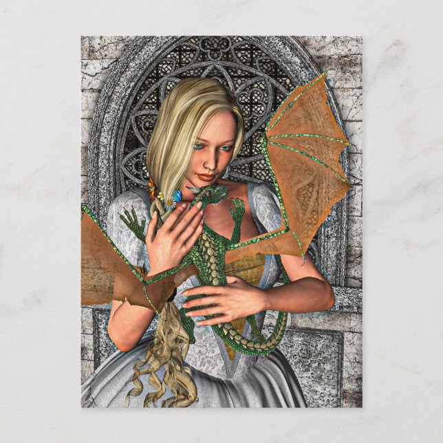 Carte Postale Princesse et Dragon (Devant)