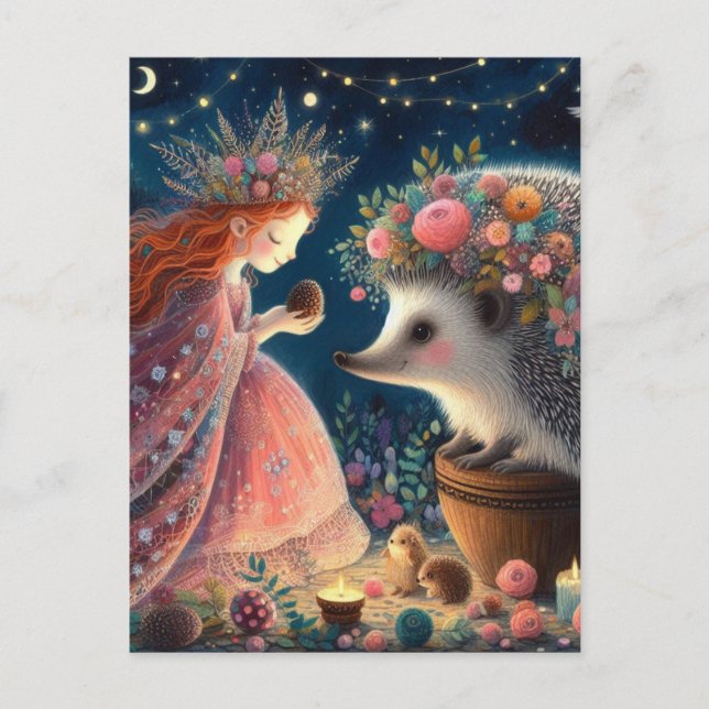 Carte Postale Princesse et Imaginaire de Hérisson (Devant)
