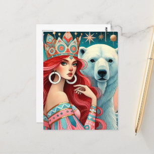 Carte Postale Princesse et Ours polaire