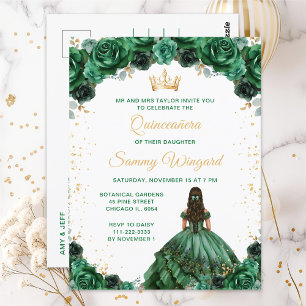 Carte Postale Princesse Fleur Dark Green Quinceañera