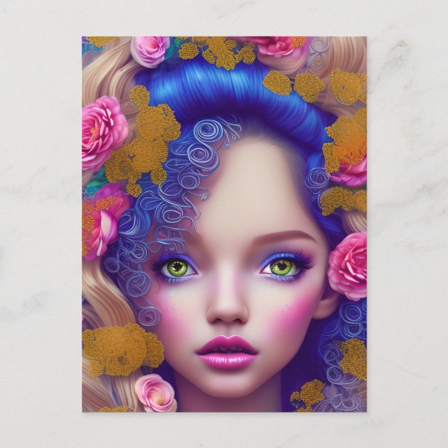 Carte Postale Princesse Fleur inspirée par la culture ukrainienn (Devant)
