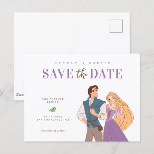 Carte Postale Princesse Rapunzel & Flynn Enregistrer la date