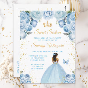 Carte Postale Princesse Sweet Seize Peau Foncé Bleu Clair
