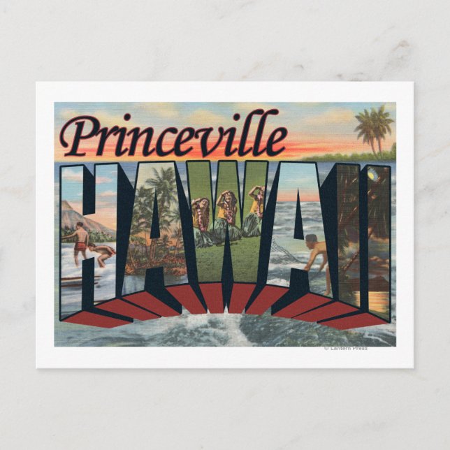 Carte Postale Princeville, Hawaii - Scènes de grandes lettres (Devant)
