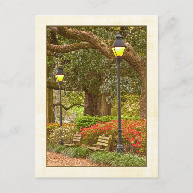 Carte Postale Printemps à Forsyth Park - Savannah, GA (Devant)