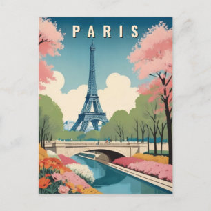 Carte Postale Printemps à Paris France Tour Eiffel Voyage Retro