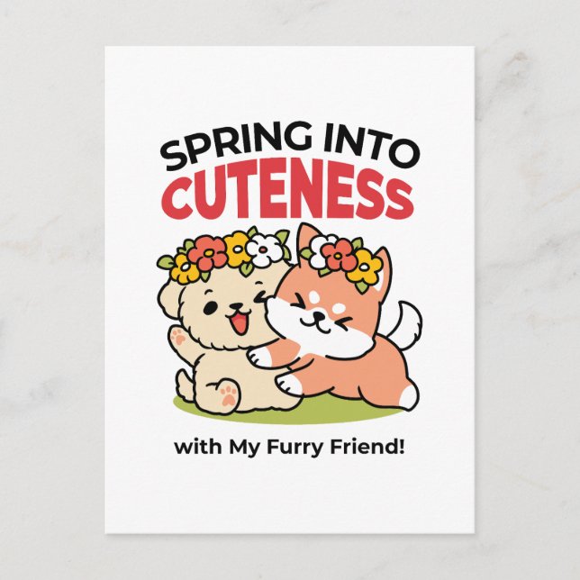 Carte Postale Printemps dans la laideur - Illustration de chien  (Devant)
