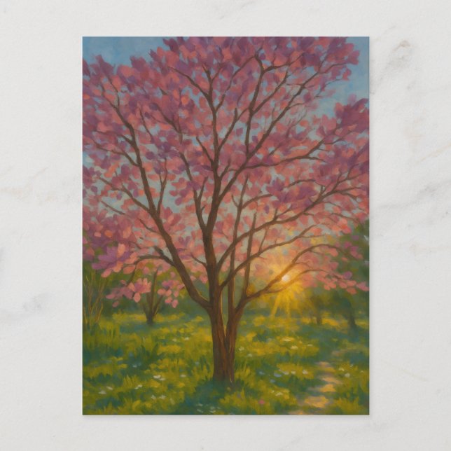 Carte Postale Printemps Éveil - Paysage de l'arbre florissant (Devant)
