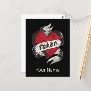 Carte Postale Pris Et Dans L'Amour Vintage Tatouage Fiançailles 