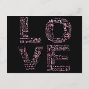 Carte Postale Prise en charge des personnes aimées (texte rose)