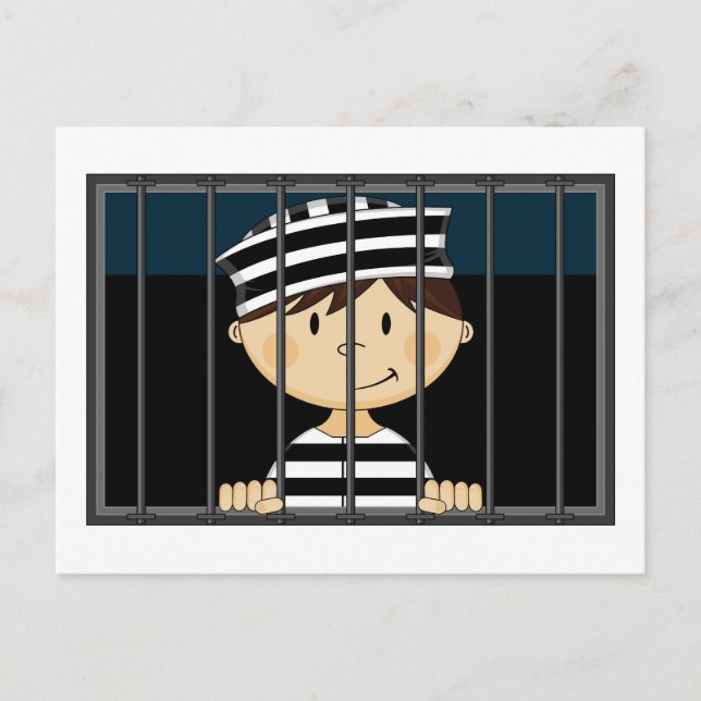 Carte Postale Prisonnier de dessin en cellule de prison (Devant)