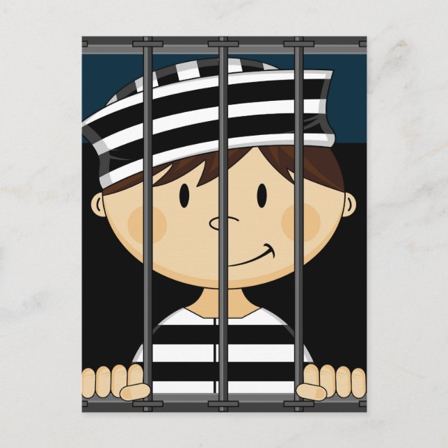 Carte Postale Prisonnier de dessin en cellule de prison (Devant)