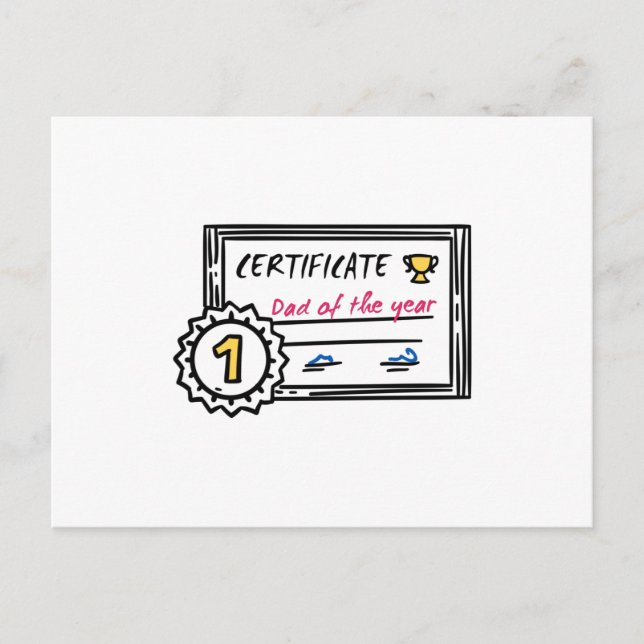 Carte Postale Prix de fête des pères du certificat papa de l'ann (Devant)