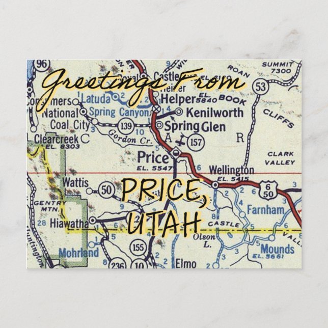 Carte Postale Prix Utah Vintage (Devant)