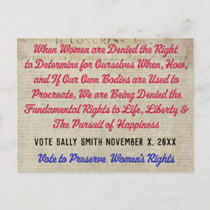 Carte Postale Pro Choice Vote for Life Liberty and Happy
