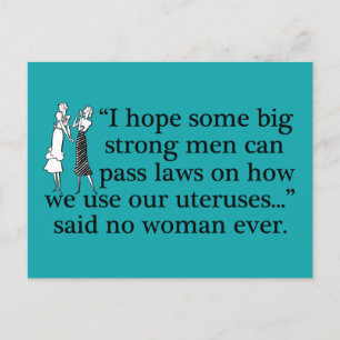 Carte Postale Pro Choice Women Drôle Feminist Cartoon Turquoise
