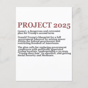 Carte Postale Pro Democracy Anti Project 2025 Trump républicain