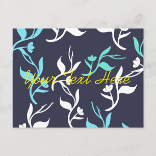 Carte Postale Produit à motif de feuilles blanches turquoise