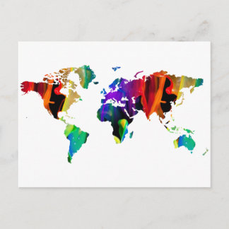 CARTE POSTALE PRODUITS MULTICOLOR WORLD MAP