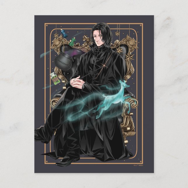 Carte Postale Professeur Anime Severus Snape assis (Devant)