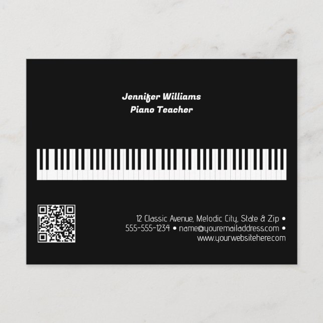 Carte Postale Professeur de piano professionnel Musique Business (Devant)
